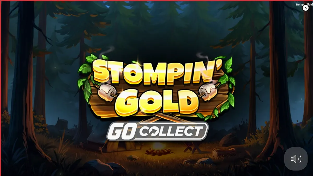 Tampilan visual slot Stompin’ Gold GO Collect dengan karakter yeti dan elemen petualangan hutan.